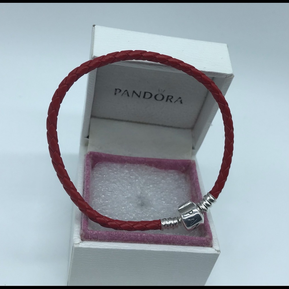 Pandora, 20CM/7.87 Inches Red Braided Leather Bracelet